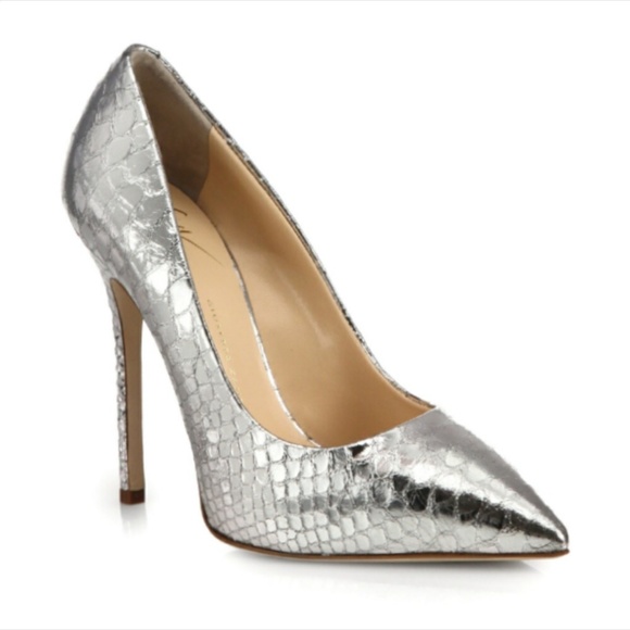 Giuseppe Zanotti Shoes - GIUSEPPE SNAKESKIN-EMBOSSED METALIC POINT-TOE